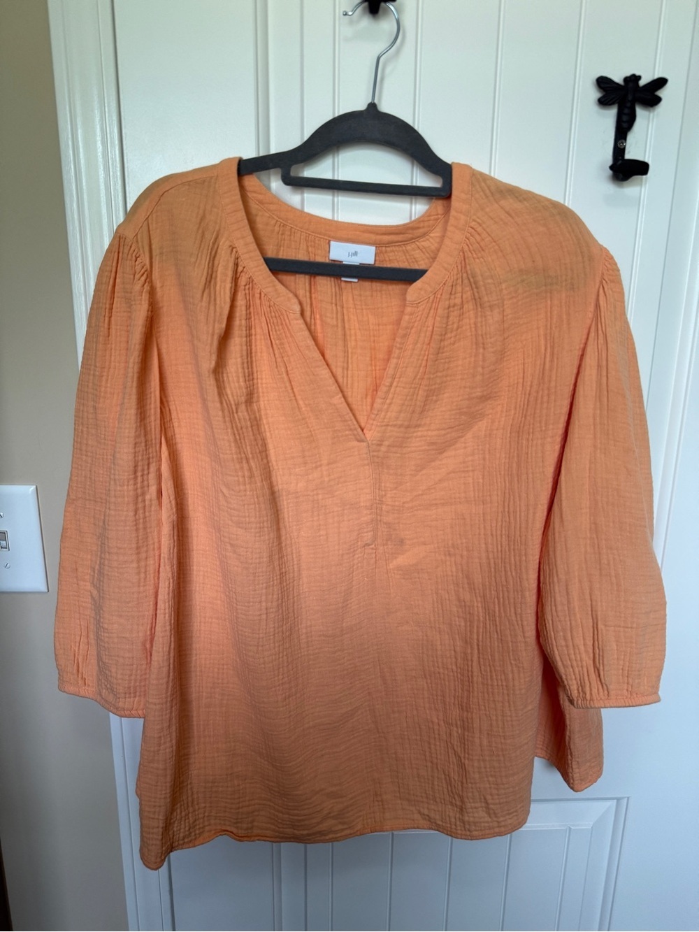 J. Jill Peach-Orange Gauze Peasant Blouse‎